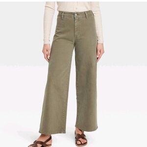 Women's High-Rise Sailor Wide Leg Jeans - Universal Thread Olive Green 28